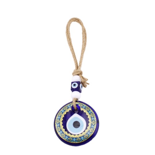 Cam Nazar Boncuğu Karışık Motifli Jüt İpli Model 7 CM Cam Nazar Boncuğu Karışık Motifli Jüt İpli Model 7 CM