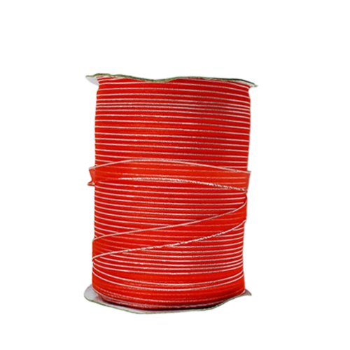 Organze Kurdele 1 CM Kenarı Şeritli  - 457 Metre  Kırmızı
