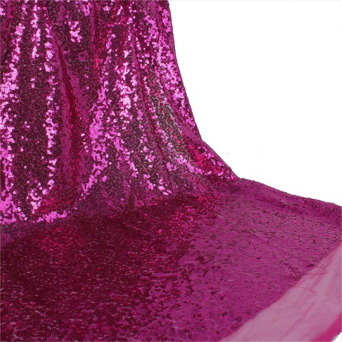 Payet Pullu Kumaş Parti Masa Örtüsü  100 X140 Cm  Fuşya