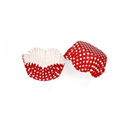 Kek Kalıbı Pet Kapsül 65*38 Mm Kağıt Cupcake Kağıdı - 100 Adet  Puantiyeli Kırmızı
