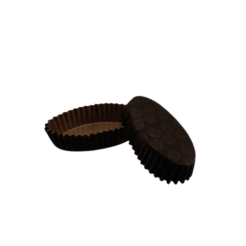 Cupcake Kalıbı Pet Kapsül Oval Varak Desen İşlemeli Kek Kalıbı - 100 Adet F11