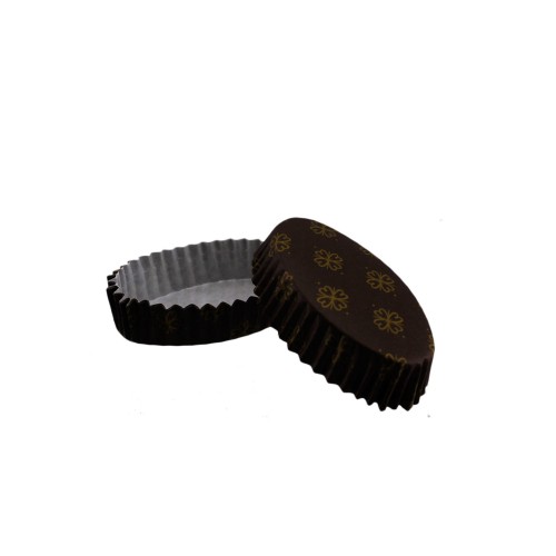 Cupcake Kalıbı Pet Kapsül Oval Yonca Desenli Kek Kalıbı - 100 Adet F11