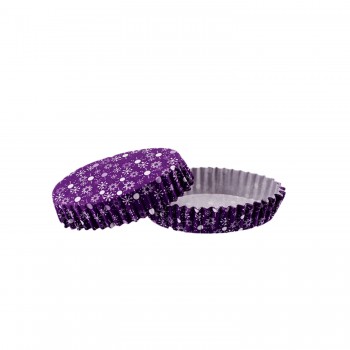 Cupcake Kalıbı Pet Kapsül Oval Model Kek Kalıbı - 100 Adet F11 Kar Desenli Mor Cupcake Kalıbı Pet Kapsül Oval Model Kek Kalıbı - 100 Adet F11 Kar Desenli Mor