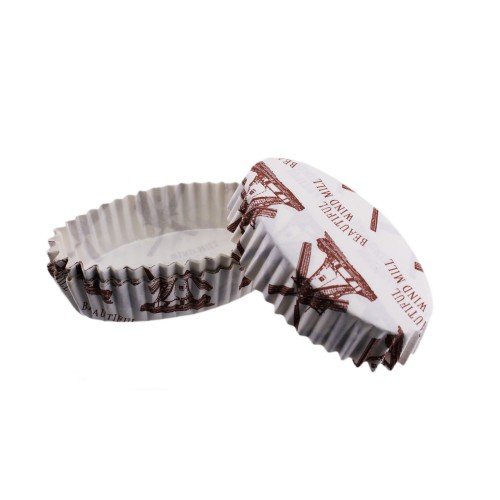 Cupcake Kalıbı Pet Kapsül Oval Ruzgar Türübünü Desenli Kek Kalıbı - 100 Adet F11