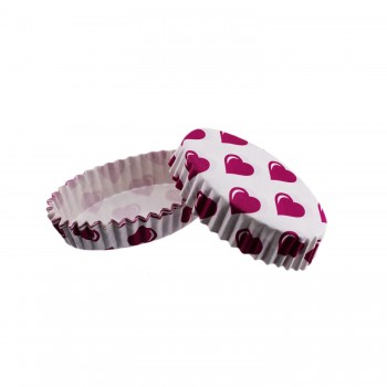 Cupcake Kalıbı Pet Kapsül Oval Beyaza Fuşya Kalpli Kek Kalıbı - 100 Adet Cupcake Kalıbı Pet Kapsül Oval Beyaza Fuşya Kalpli Kek Kalıbı - 100 Adet