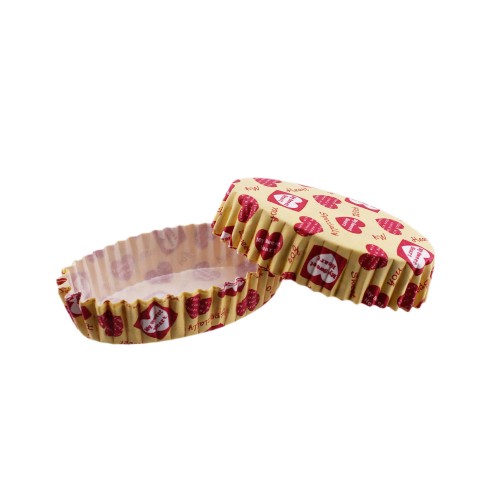 Cupcake Kalıbı Pet Kapsül Oval Sarıya Kırmızı Kalpli Yazılı Kek Kalıbı - 100 Adet F11