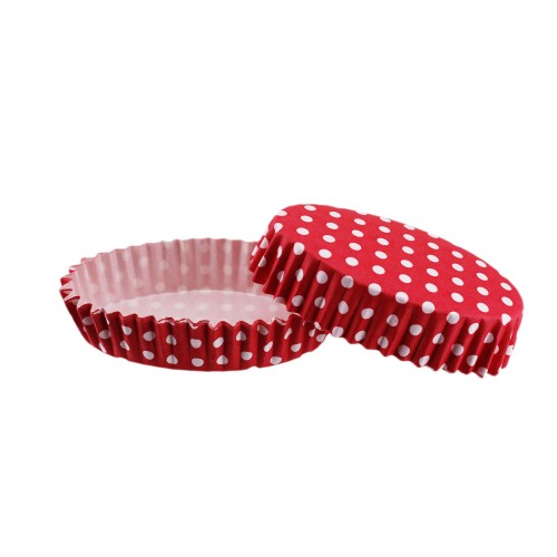 Cupcake Kalıbı Pet Kapsül Oval Model Kek Kalıbı - 100 Adet F11  Puantiyeli Kırmızı