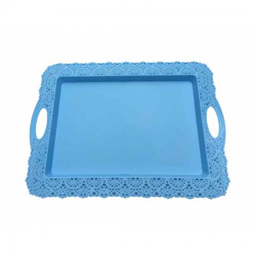 Plastik Tepsi Dantelli  Mavi