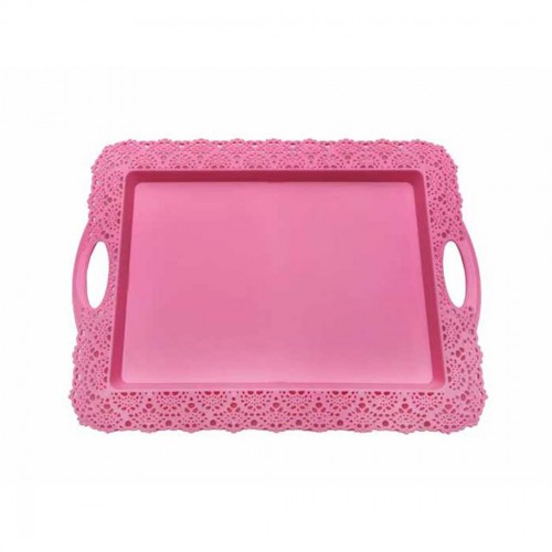 Plastik Tepsi Dantelli Pembe Plastik Tepsi Dantelli Pembe