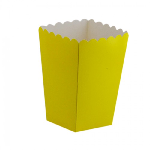 Popcorn Kutusu Karton Düz Renk - Mısır Cips Kutusu - 10 Adet  Sarı
