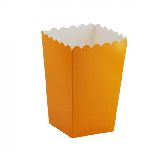 Popcorn Kutusu Karton Düz Renk - Mısır Cips Kutusu - 10 Adet  Turuncu
