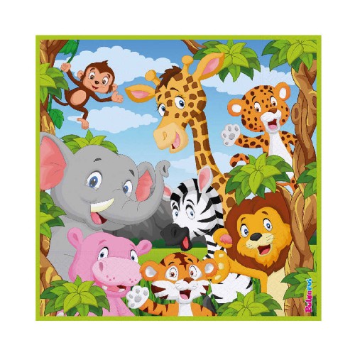 Safari Serisi Hayvanlar Temalı Kağıt Peçete 33X33 CM - 16 Adet