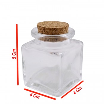 Şişe Cam Mantar Tıpalı Kare Model 35 Cc - 50 Adet