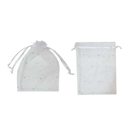 Kına Çerez Kesesi Taşlı 12X17 Cm  - 50 Adet  Beyaz