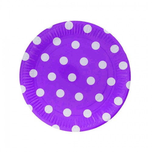Tabak Karton Puantiyeli Mor 23 Cm - 8 Adet