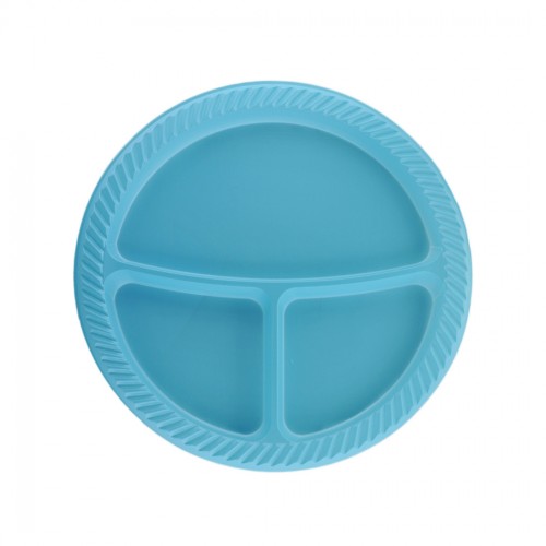 3 Bölmeli Plastik Tabldot Tabak 26 Cm  - 25 Adet  Mavi