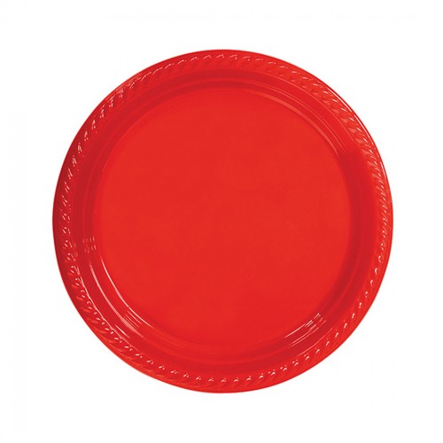 Tabak Plastik 22 Cm - 25 Adet  Kırmızı