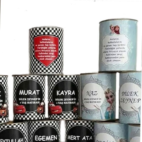 Sade Teneke Kumbara Özel Günler İçin Etiket Basıma Uygun - 6 Adet