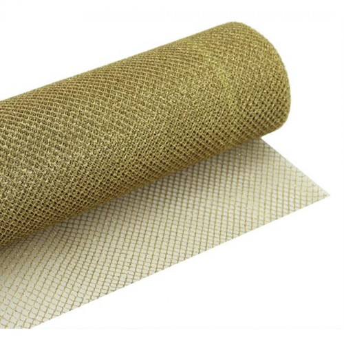 Tül File Simli Rulo 95 Cm - 10 Metre  Altın