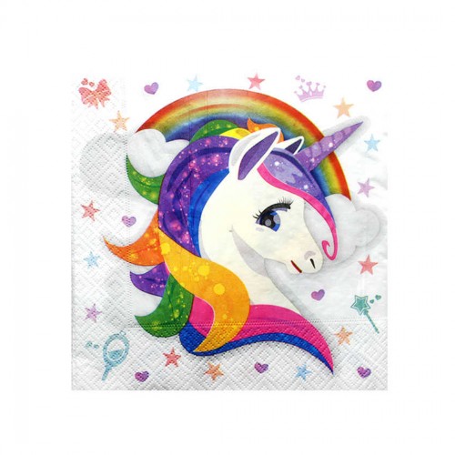 Unicorn Temalı Kağıt Peçete 33X33 Cm - 16 Adet
