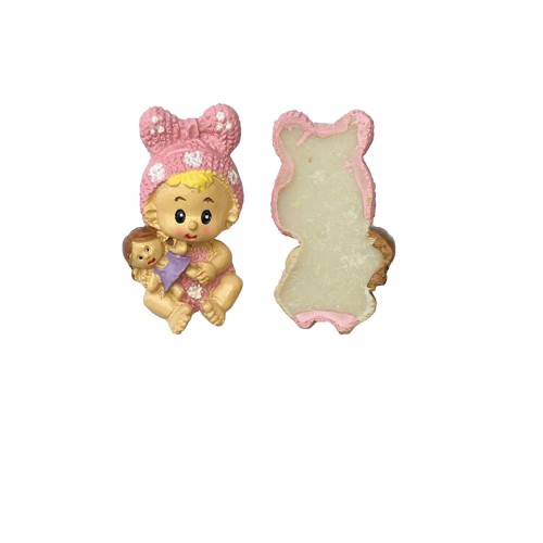 Bebek Şekeri Biblosu Bebek Fiyonklu Magnet - 20 Adet  Pembe
