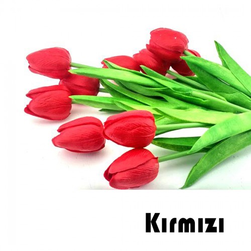 Yapay Çiçek Islak  Lale Modeli 30 CM - 1 Adet   Kırmızı