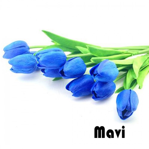 Yapay Çiçek Islak  Lale Modeli 30 CM - 1 Adet   Mavi
