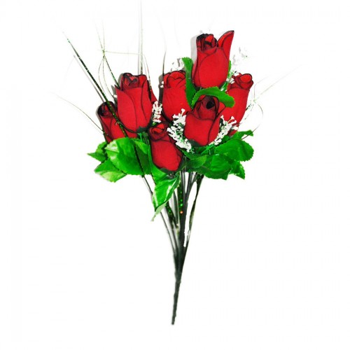 Yapay Çiçek Kırmızı Gül Buketi 12 li 43 CM